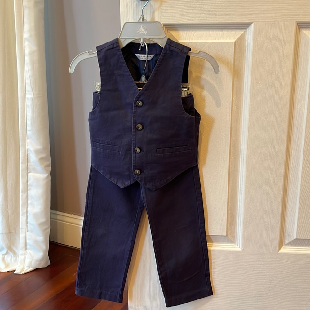Janie and Jack Linen/ cotton boys vest & pant set
